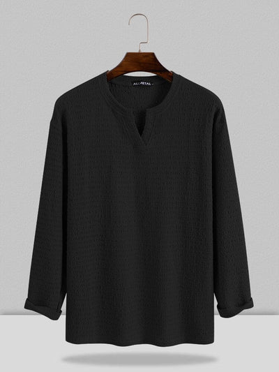 Coofandy Small V-neck long-sleeved Shirt Shirts coofandystore Black M 