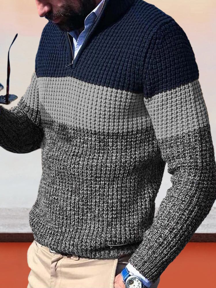 Autumn long sleeve patchwork V-neck knit coofandystore Grey S 