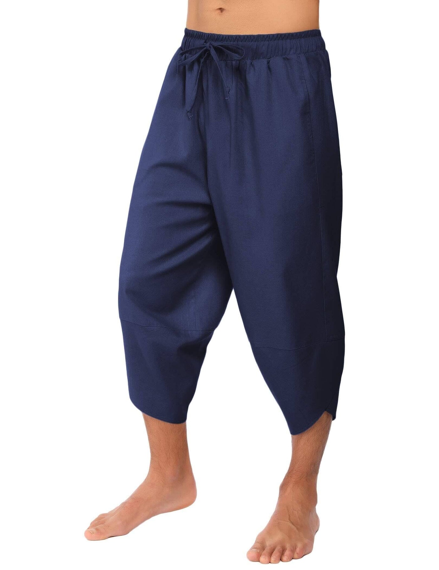 Coofandy Linen Style 3/4 Shorts Yoga Trousers (US Only) Pants coofandy Navy Blue S 