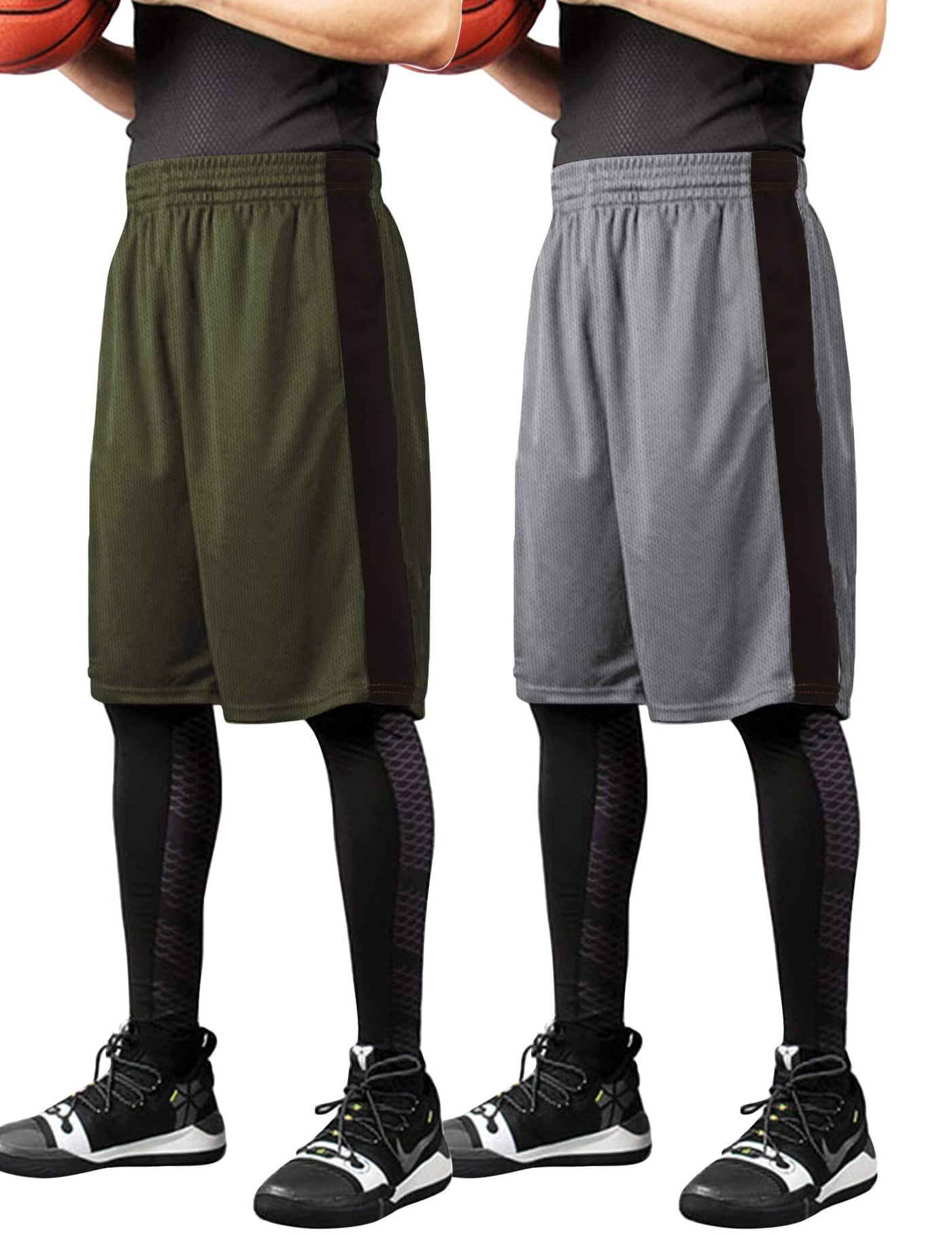 Coofandy 2-Pack Basketball Shorts (US Only) Pants coofandy Army Green/Dark Grey S 