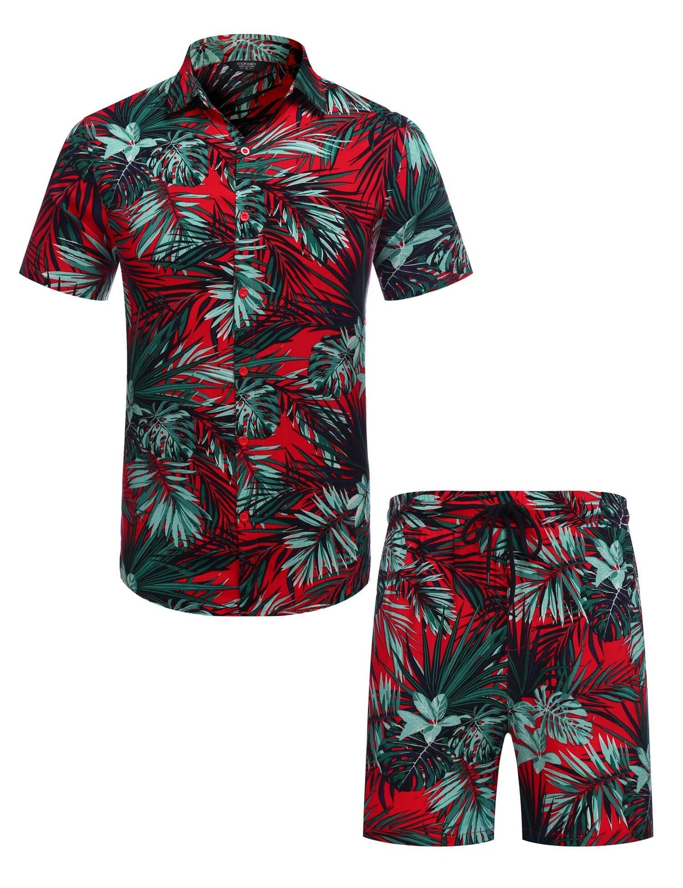 Coofandy Floral Hawaiian Sets (US Only) Sets coofandy Red Leaves S 