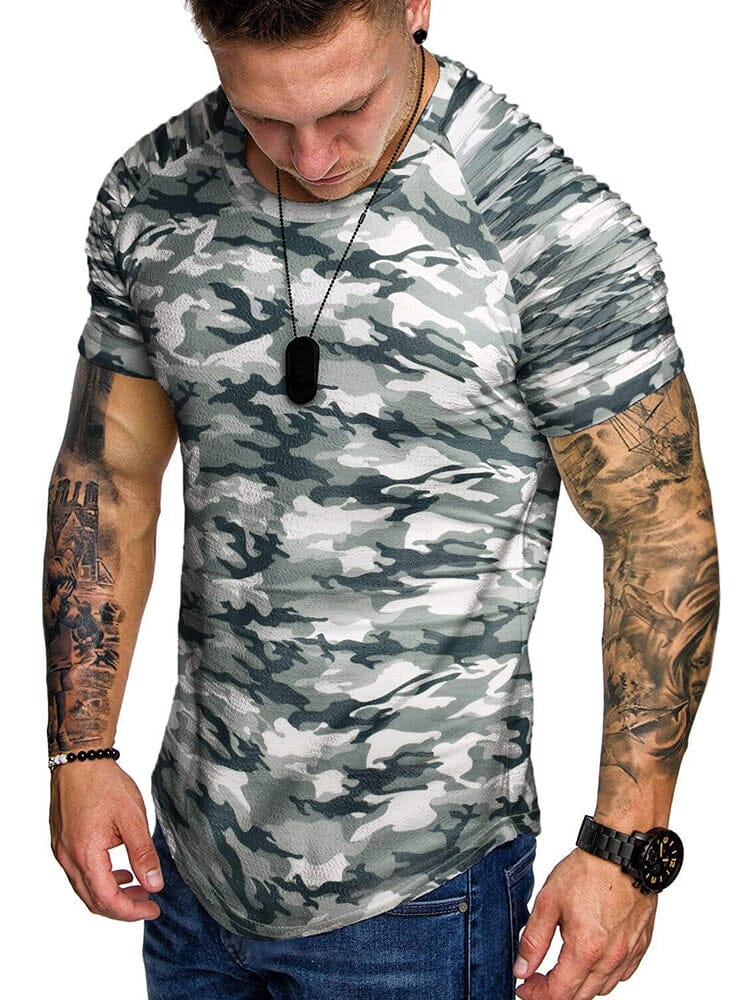 Coofandy Muscle Tie-dye Gym T-shirt (US Only) T-Shirt coofandy Grey Camo S 