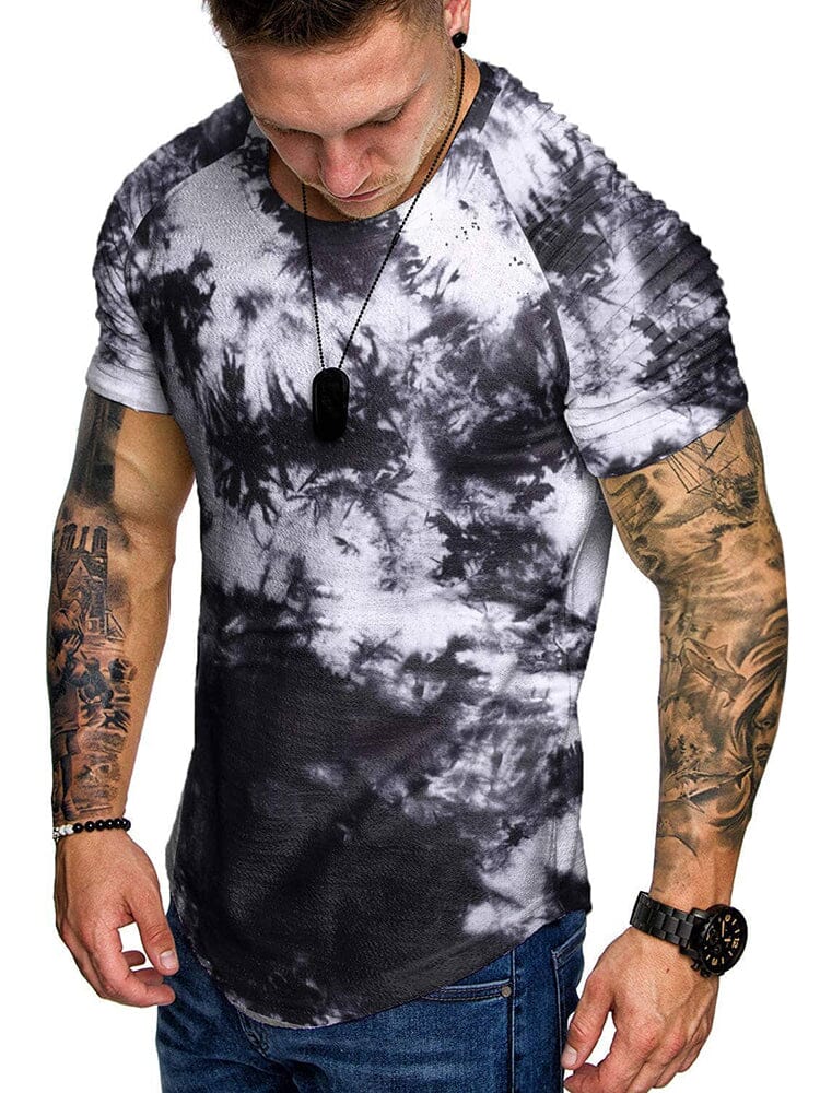 Coofandy Muscle Tie-dye Gym T-shirt (US Only) T-Shirt coofandy Black White Tye Die S 