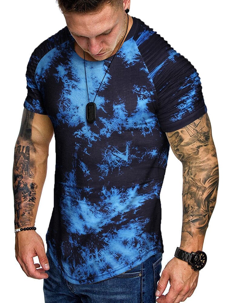 Coofandy Muscle Tie-dye Gym T-shirt (US Only) T-Shirt coofandy Black Blue Tye Die S 