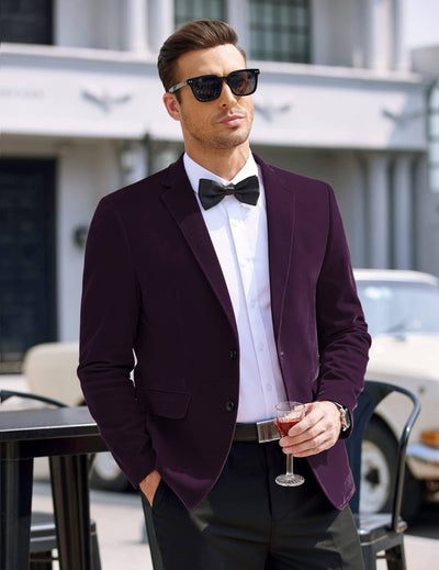 Two Button Slim Fit Blazers Retro Tuxedo Suit Jackets (US Only) Blazer coofandy Purple S 