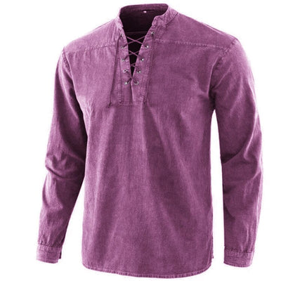 Coofandy V Neck Long Sleeves Shirt Shirts coofandy Purple S 