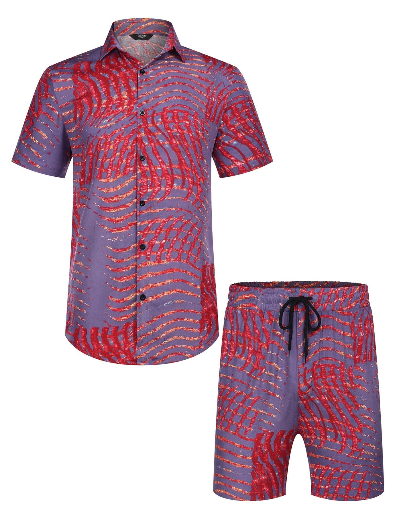 Coofandy Floral Hawaiian Sets (US Only) Sets coofandy Red and Navy Stripes S 