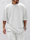 Casual Loose Fit Pure Cotton Sports T-shirt/ Sports Shorts Sports coofandystore T-shirt-White M 