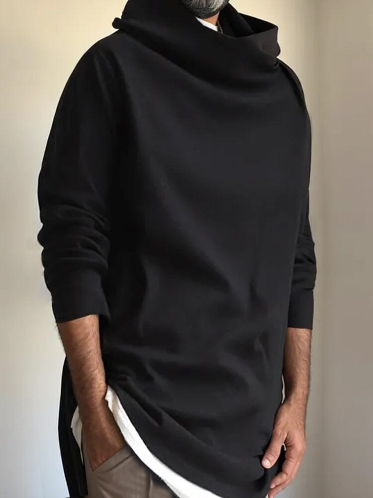 Casual Simple High-Neck Sweatshirt Hoodies coofandystore Black M 