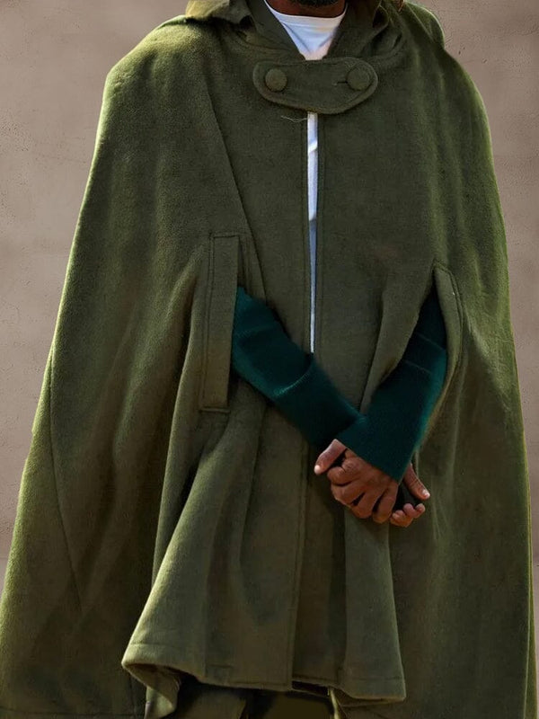 Vintage Hooded Cloak Short Coat Coat coofandystore Army Green M 