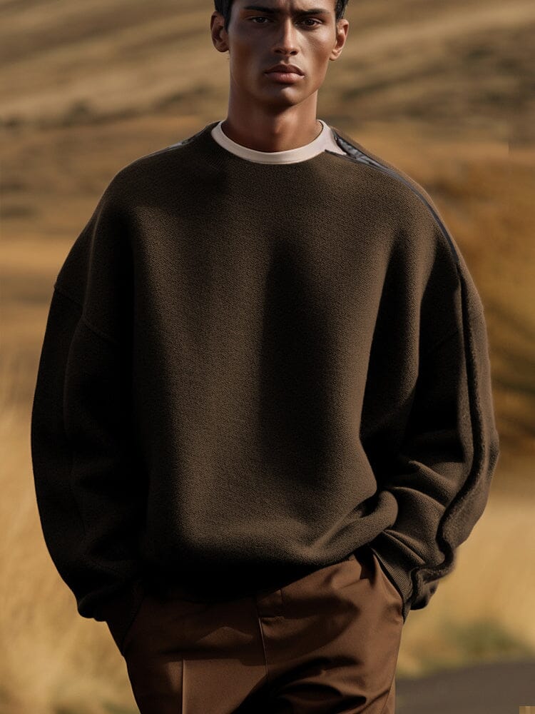 Simple Performance Tweed Sweatshirt Sweatshirts coofandy Brown M 