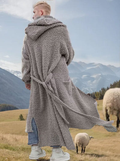 Casual Long Hooded Outerwear Cardigans coofandy Grey M 