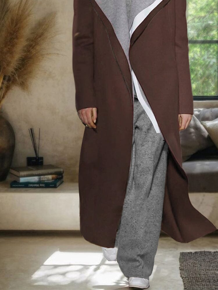 Color Blocking Layered Tweed Coat Coat coofandy 