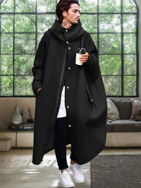 Windproof Oversized Hooded Coat Coat coofandy Black M 