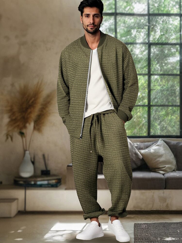 Stylish Textured Jacket Set | coofandy