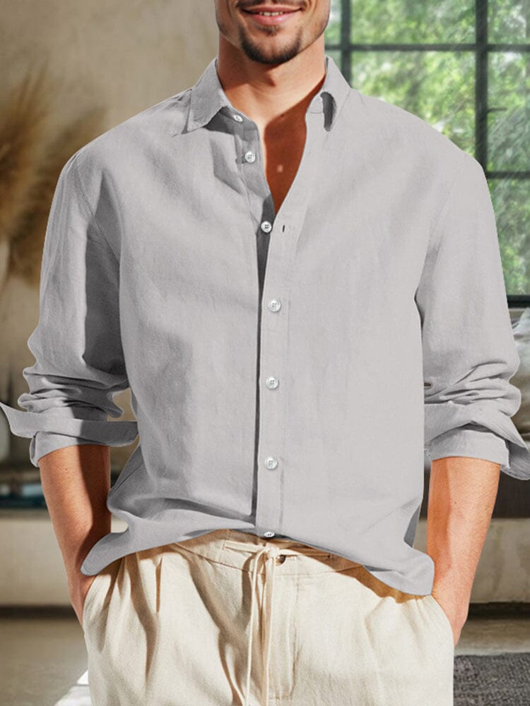 Classic Breathable Linen Blend Shirt Shirts coofandy 