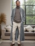 Cozy Soft Velvet Long Cardigan Sets coofandy Grey M 