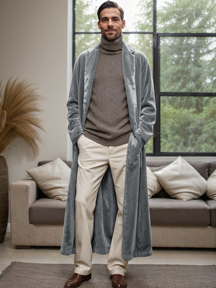 Cozy Soft Velvet Long Cardigan Sets coofandy Grey M 