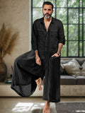 Casual Loose Linen Blend Jumpsuit Jumpsuit coofandystore Black M 
