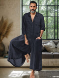 Casual Loose Linen Blend Jumpsuit Jumpsuit coofandystore Navy Blue M 