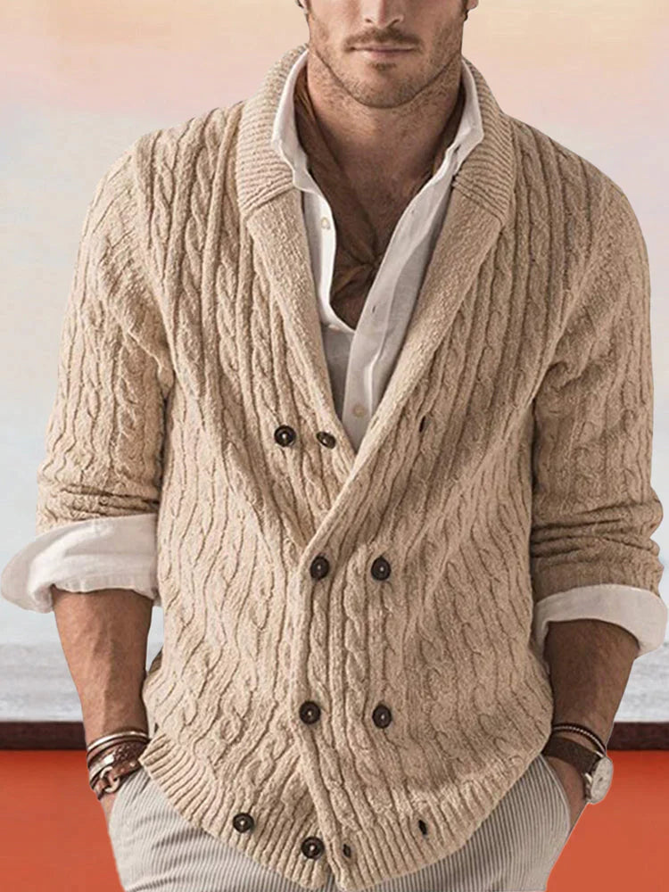 Lapel Long Sleeve Sweater Jacket Jackets coofandystore Khaki S 