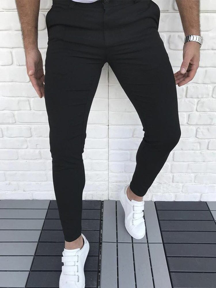 Classic Solid Slim Fit Pants Pants coofandystore Black M 