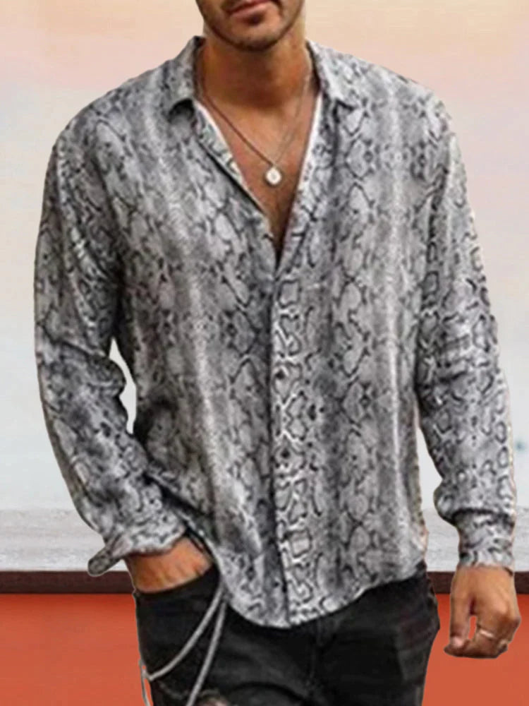 Coofandy Snackskin Printed Holiday Style Long Sleeve Shirt coofandystore 