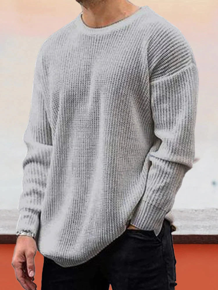 Coofandy Round Neck Pullover Knit Sweater coofandystore Grey S 