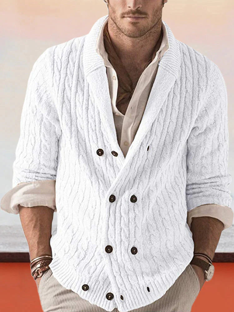 Lapel Long Sleeve Sweater Jacket Jackets coofandystore White S 