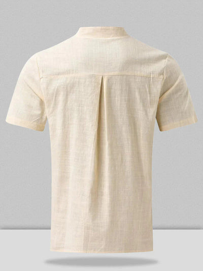 Short-sleeved Linen Style Tie Collar Shirt Shirts coofandystore 
