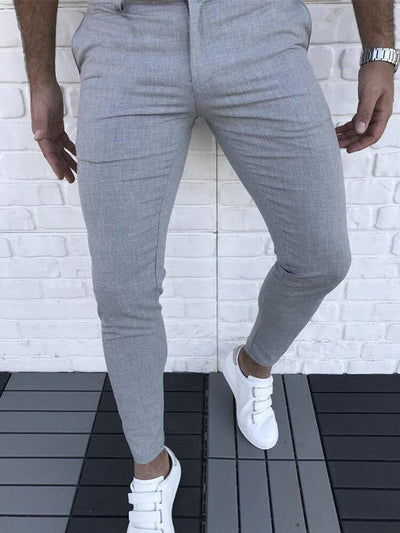 Classic Solid Slim Fit Pants Pants coofandystore Light Grey M 