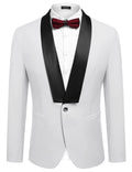 Slim Fit Suits One Button Shawl Lapel Tuxedo (US Only) Suit Set coofandystore White S 