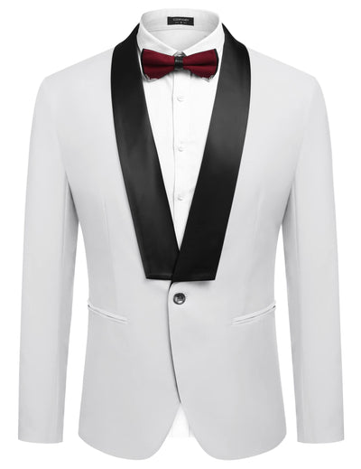 Slim Fit Suits One Button Shawl Lapel Tuxedo (US Only) Suit Set coofandystore White S 