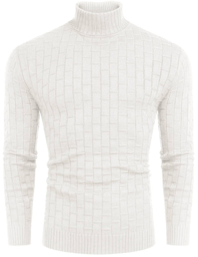 Slim Fit Turtleneck Thermal Sweaters (US Only) Sweaters coofandystore White S 