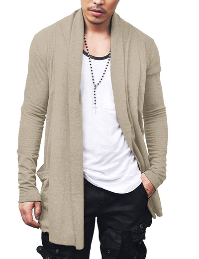 Ruffle Shawl Collar Knitted Cardigan (US Only) Cardigans COOFANDY Store khaki S 