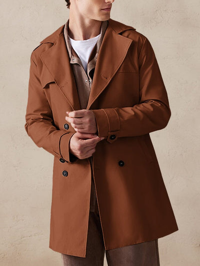 Classic Double-Breasted Trench Coat Outerwear coofandystore Brown S 