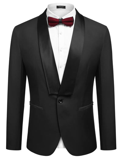 Slim Fit Suits One Button Shawl Lapel Tuxedo (US Only) Suit Set coofandystore Black S 