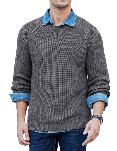 Crew Neck Slim Fit Knitted Pullover Sweater (US Only) Sweaters coofandystore Grey S 