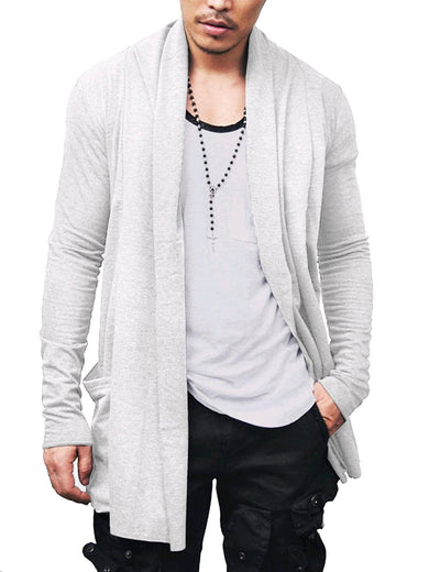 Ruffle Shawl Collar Knitted Cardigan (US Only) Cardigans COOFANDY Store White S 