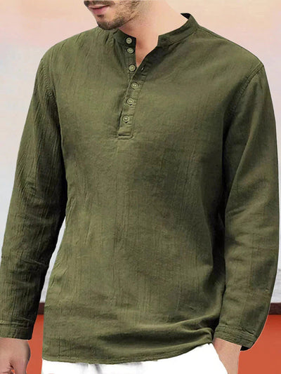 Solid Color Button Down Long Sleeve Shirt coofandystore Army Green S 