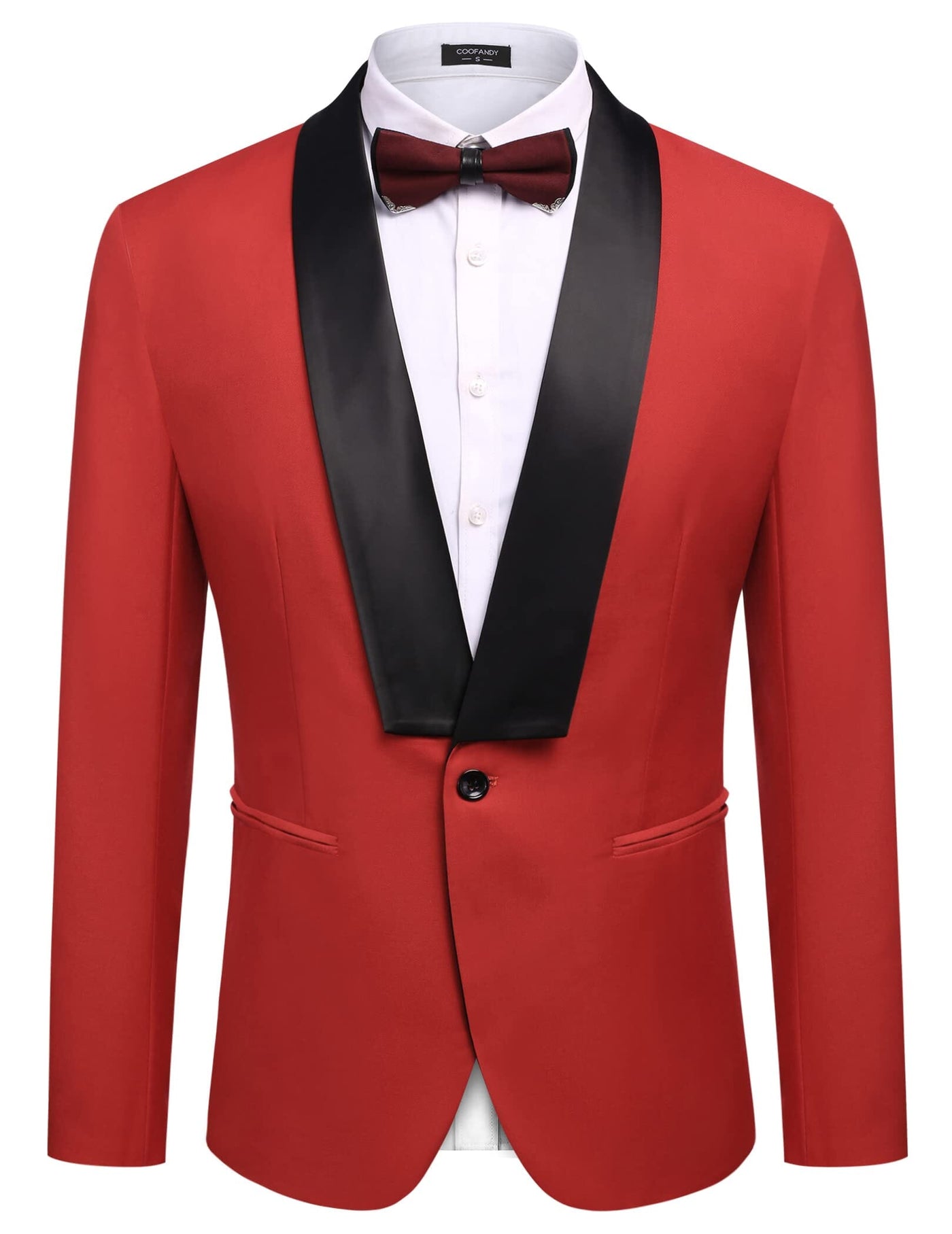 Slim Fit Suits One Button Shawl Lapel Tuxedo (US Only) Suit Set coofandystore Red S 