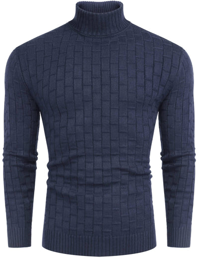 Slim Fit Turtleneck Thermal Sweaters (US Only) Sweaters coofandystore Navy Blue S 