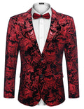 Floral Luxury Tuxedo Dinner Party Blazer (US Only) Blazer coofandy Red S 