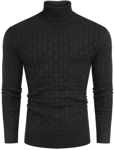 Slim Fit Turtleneck Thermal Sweaters (US Only) Sweaters coofandystore Black S 