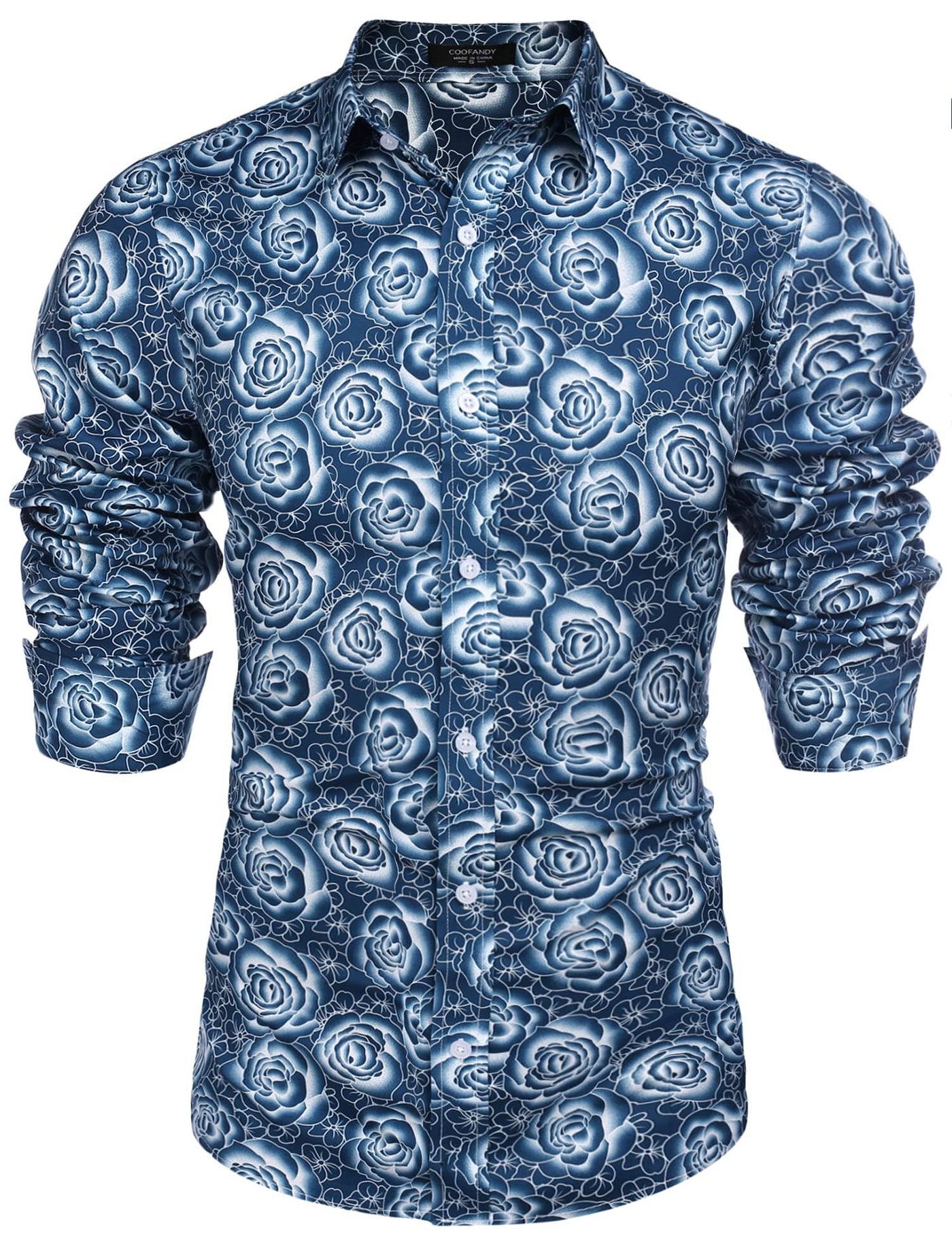 Floral Hawaiian Tropical Button Down Beach Shirt (US Only) Shirts coofandy Blue Rose S 