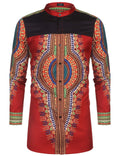 Casual Ethnic Graphic Long Shirt (US Only) Shirts COOFANDY Store Ponceau S 