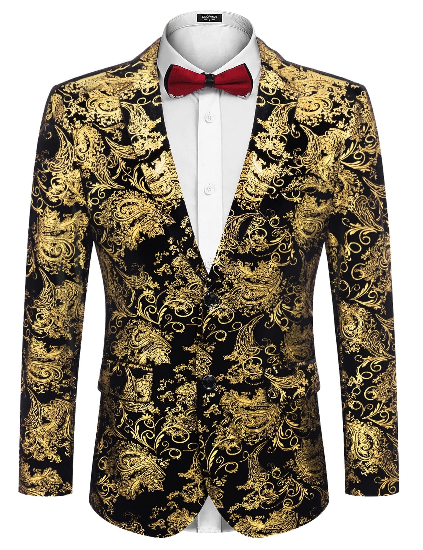 Floral Luxury Tuxedo Dinner Party Blazer (US Only) Blazer coofandy Gold S 