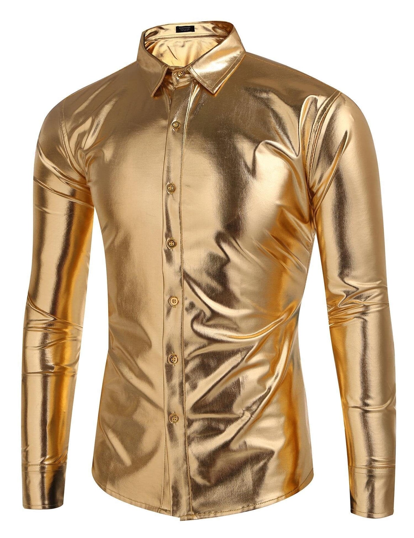 Shiny Metallic Disco Button Shirt - Perfect for Parties (US Only ...