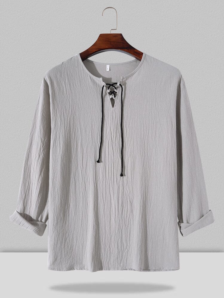 Coofandy Solid Color Trend Linen Top Shirts coofandystore Light Grey M 