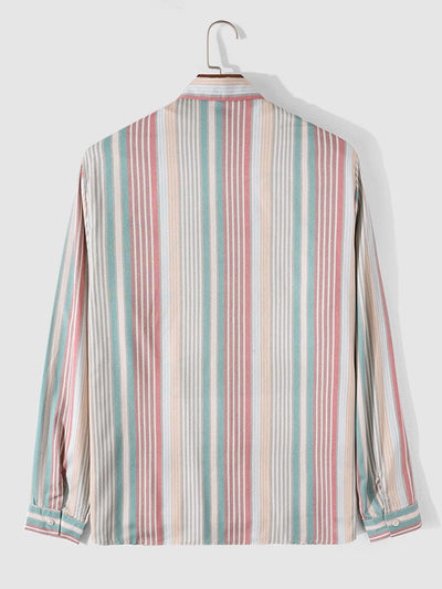 Vintage Stripe Print Long Sleeve Shirt coofandystore 